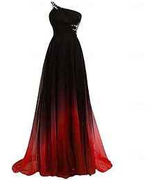 economico -Abito da sera A-Line abito elegante formale per matrimoni lunghi fino al pavimento senza maniche una spalla chiffon con pieghe