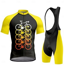 voordelige -Voor heren Wielrenshirt Wielrenshirt met strakke shorts Korte mouw Geel Fietsen Sport Grafisch Geometrisch Kleding
