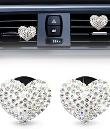 economico -Clip per bocchetta dell'aria dell'auto con ciondolo a forma di cuore in cristallo scintillante, decorazioni universali per condizionatori d'aria per auto