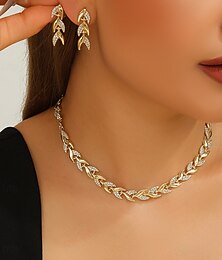 abordables -Parure de bijoux 2 Zircon Strass 1 Collier Boucles d'oreilles Femmes Élégant ancien Mode Mignon Fantaisie Forme de Feuille Béni irrégulier Parure de Bijoux Pour Mariage Soirée Anniversaire
