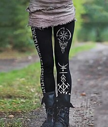 abordables -Femmes Slacks Leggings Leggings confortables Streetwear Occasionnel Longueur complète Naturel Fleur Taille Élastique Imprimé Confortable Extérieur Vacances Sortir Gris noir Vin Noir et blanc Blanc