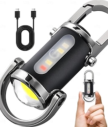 abordables -Lampes de poche porte-clés rechargeables, mini lampes de poche EDC 1200 lumens, lampe de travail porte-clés COB, lampes de poche 7 modes d'éclairage, mini lampe porte-clés lumineuse pour la marche, la