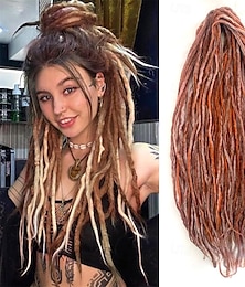 billige -22 tommers ull doble dreadlock-extensions 15 tråder de ends blandede brune syntetiske de dreads tynne myke falske dreads hippie-stil dreadlocks for kvinner
