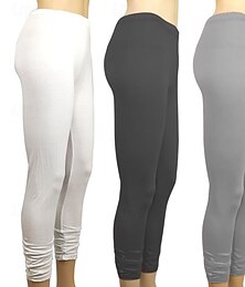 abordables -Femmes Pantalons Leggings Streetwear Occasionnel Longueur complète Naturel Uni Taille Élastique Confortable Extérieur Extérieur Athleisure Fête Magenta Gris foncé Bleu Clair Vin Automne Coupe