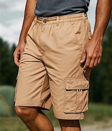 abordables -Hombre Pantalones cortos de carga Pantalones cortos de senderismo Verano Al aire libre Ajuste regular Secado rápido Ligero Transpirable Bermudas Cintura elástica Negro Verde Ejército Algodón Tenis