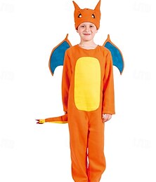 halpa -Lohikäärme Charizard Halloween Kigurumi Onesies Keijuhäntä Eläin Anime Cosplay Lasten Poikien Tyttöjen Halloween Karnevaali Maailman kirjapäivä Suoritus Opetuspukeutuminen Koulutapahtuman pukeutuminen