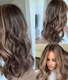 abordables -Perruque brésilienne en cheveux humains Remy, avec fermeture 5x5, 13x4, ondulée, multicolore, avec cheveux de bébé, balayage, 100 % vierge, sans colle, pré-épilée, pour femmes
