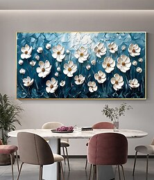 preiswerte -handgemachtes originales weißes Blumenölgemälde auf Leinwand abstrakte Landschaftswandkunst für Wohndekoration mit gespanntem Rahmen ohne Innenrahmengemälde