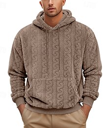 abordables -Hombre Sudadera con cremallera Sudadera Sudadera con capucha de lana Albaricoque Negro Azul Piscina Marrón Gris Con Capucha Plano Con Texturas Deporte Casual Diario Ropa de calle Fresco Design Otoño