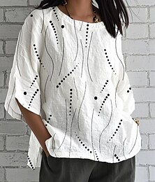 economico -Per donna Blusa Grafico A righe Bohemien Quotidiano Elegante Manica 3/4 Girocollo Top Regolari Quotidiano Ferie Stampato Bianco Rosa Azzurro cielo Estate Primavera