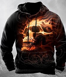 economico -Felpa con cappuccio da uomo Tom Wood con teschio 3D, capispalla, felpa con cappuccio, girocollo, stampa 3D, club, streetwear, nera, coulisse, grafica, autunno inverno, stilista.
