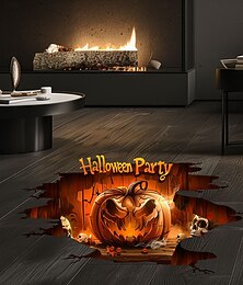お買い得  -ハロウィーンの床壁用デカールステッカー、3Dの怖いカボチャの画期的なデザイン、リビングルームと寝室用の粘着式床壁装飾