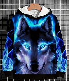 abordables -Garçons 3D Loup Sweat à Capuche manche longue Printemps Automne Mode Streetwear Enfants 4-12 ans À capuche Extérieur Occasionnel Quotidien Coupe régulière