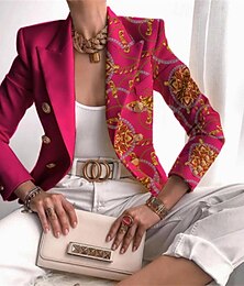 abordables -Mujer chaqueta Cómodo Estampado Elegante Moda Casual Patrón Noche Casual Diario Cardigan Regular Diseño Ajuste regular Manga Larga Ropa de calle Vino Púrpula Claro Rosa Rojo Primavera Otoño