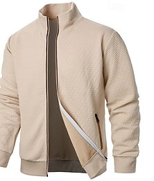 economico -Per uomo Giacca Leggera Giacca Casual Vacanza Quotidiano Tasca Jacquard Primavera Autunno Semplice Moda Classico Collo alla coreana Regolare Nero Vino Blu marino Cachi Grigio scuro Giacca