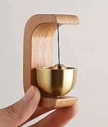 voordelige -handgemaakt gerecycled houten windgong-helingssysteem met een zuivere koperen bel - rustgevend geluid, hangende decoratie voor binnen en buiten, geen elektriciteit nodig, klassiek design huis