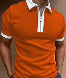 Χαμηλού Κόστους -Ανδρικά Quarter Zip Polo Πουκάμισο γκολφ Δουλειά Causal Πέτο Κοντομάνικο Βασικό Μοντέρνα Συνδυασμός Χρωμάτων Κουρελού Καλοκαίρι Κανονικό Μαύρο και Άσπρο Μαύρο Βαθυγάλαζο Μπλε Ρουά Θαλασσί Πορτοκαλί
