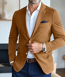 preiswerte -Herren Blazer aus Wildlederimitat Jacke aus Wildlederimitat Business-Kleidung Firmenfeier Modisch Brautkleider schlicht Herbst Winter Kunst-Veloursleder Glatt Knopf Tasche Komfortabel Einreihiger