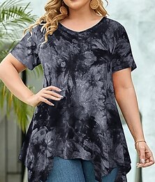 economico -Per donna Taglia grossa Top Blusa Tinta a nodi Stampato Manica Corta Scollo a V Moda Streetwear Quotidiano Weekend Poliestere Estate Vino Viola