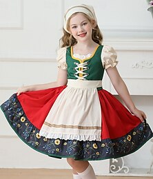 お買い得  -ハロウィーン Oktoberfest ドレス ギャザースカート メイド バイエルン ミュンヘン メドウズ 女の子 カーニバル ビール祭り 伝統的なスタイルの布