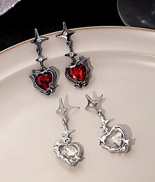 economico -orecchini pendenti a forma di cuore gotico da donna – borchie vintage in cristallo rosso spinato per feste di Halloween, cosplay e occasioni retrò