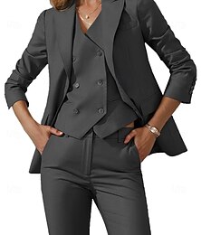 abordables -Femmes Costumes 3 pièces Formel robe demoiselle d honneur Crêpe Extensible Élégant Simple Minimaliste Manches 3/4 plissées Longueur au sol Revers de pointe Simple Boutonnage