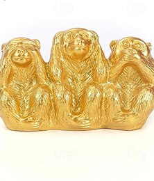 abordables -Figurine des trois singes de la sagesse en résine dorée, décoration Feng Shui, ne rien voir, ne rien entendre, ne rien dire, statue pour décoration d'étagère de bureau à domicile