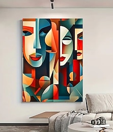 preiswerte -Einteiliges modernes Kubismus-Wandbild auf Leinwand, rahmenloses abstraktes geometrisches Gemälde, modernes Kunstwerk, kein Rahmen erforderlich, geeignet für die Dekoration von Wohn- und Schlafzimmer