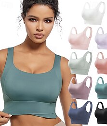 levne -Dámské Jóga podprsenka Sportovní podprsenky Pilates podprsenka Podprsenka nahoře Push Up Beze švu Antivibrační Bezdrátový Plná / Jednobarevná Sport Sportovní oděvy melounová červená Černá Tělocvična