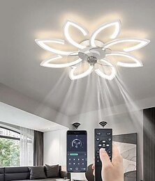 preiswerte -Deckenventilator mit Beleuchtung, moderne dimmbare LED-Deckenleuchte mit Ventilator und Fernbedienung, Zeitsteuerung, leise, Acryl-Deckenlampe in Blumenform für Schlafzimmer, Küche, Esszimmer,