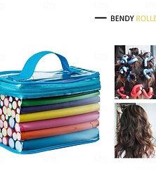 abordables -Lot de 42 bigoudis flexibles en mousse souple, 7 styles, rouleaux à cheveux flexibles en plastique, outil de coiffure magique à faire soi-même