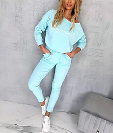 voordelige -Dames Trainingspak sweatsuit Sportkleding Herfst Lange mouw Thermisch Warm Winddicht Zacht Sportschool Training Sportief Sportkleding Sportkleding Geel Roze Hemelsblauw