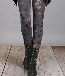 abordables -Femmes Leggings Vacances ancien Mode Longueur complète Taille haute Fleuri Graphique Dégradé Impression Respirant Doux Élastique Vacances Occasionnel Quotidien Marron foncé Vert foncé Bleu Grise Ét