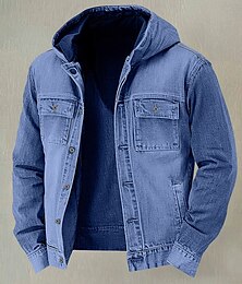 economico -Da uomo Giacca Leggera Giacca con Cappuccio Giacca di Jeans Casuale Giacca a Vento Con cappuccio Primavera & Autunno Vintage Casual Con Cappuccio Regolare Nero Blu scuro Azzurro Giacca