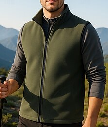 abordables -Hombre Chaleco polar Sin Mangas Chaleco Al aire libre Mantiene abrigado Invierno Full Zip Poliéster Verde Ejército Caza Pesca Escalada