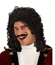 economico -parrucca da capitano uncino per adulti – parrucca da pirata con capelli ricci, perfetta per Halloween, cosplay &feste a tema