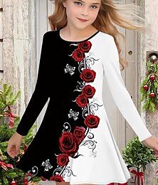 ieftine -Girls ' 3D Floare Rochie Manșon Lung Vară Primăvară Vacanță Zilnic Concediu Prințesă Frumoasa Dulce Copii 4-12 ani Rochie casual Rochie A line Lungime Genunchi Fit regulat