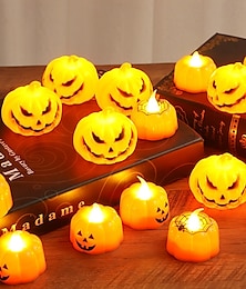 abordables -12 velas electrónicas con forma de cara de araña y calabaza de Halloween, para decoración de fiestas en interiores y exteriores.