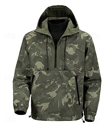 levne -Pánské Sportovní kabát Dağcı Ceketi Park Větroplachová bunda Outdoorové sporty Ležérní Voděodolný Rüzgarlık Zip Kapsy Podzim Zima Kamuflážní barva Aktivní Kapuce Standardní Trávová zelená Saka