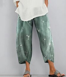 abordables -Femmes Chinos Pantalons Actif Décontracté Quotidien Long Taille haute Fleuri Avec Poches Taille Élastique Impression Respirabilité Doux Micro-Élastique Vacances Rue Tenue quotidienne Violet Vert Gris