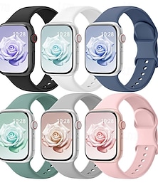 billige -6-pakning Sportsrem Kompatibel med Apple Watch-klokkereim 38mm 40mm 41mm 42mm 44mm 45mm 49mm Søtt Silikon Erstatningsklokkerem til iwatch Ultra 2 Series 9 8 7 SE 6 5 4 3 2 1