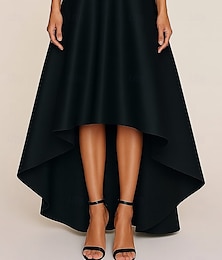 abordables -Robe de mère de la mariée noire à jupe trapèze, élégante, longueur au sol, en satin, couleur unie, avec ceinture et fermeture éclair latérale, 2025