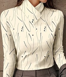 economico -Per donna Tunica Grafico Geometrico Astratto Elegante Vintage Classico Manica Lunga Collo Alto Top Regolari Quotidiano Rosa Blu Bianco sporco Autunno Inverno