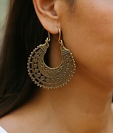 abordables -Pendientes de aro de aleación vintage para mujer: ligeros pendientes colgantes tribales bohemios para uso diario, fiestas y festivales.