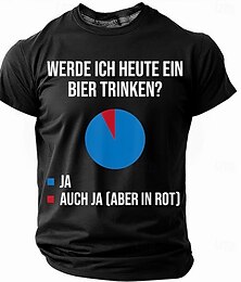 זול -בגדי ריקוד גברים סלנג מצחיק German חולצה קצרה שרוולים קצרים חולצה קצרה הדפסת תלת מימד צווארון עגול קצר חולצה אופנתי יומי בסיסי רחוב קזו'אל יומי שחור לבן תלתן קיץ אביב כל העונות ביגוד S M L XL XXL XXXL