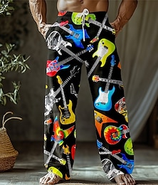 abordables -Homme Pantalons Pantalons Amples Pantalon décontracté Poches Latérales Taille Élastique in in france they say Pontalon wide leg Guitare Instrument de musique Longueur complète Extérieur Vacances Fête