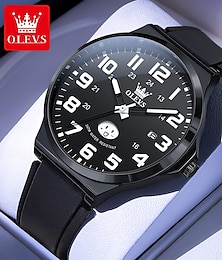 abordables -OLEVS Hombre Relojes de cuarzo minimalista Moda Negocios Reloj de Muñeca Luminoso Calendario IMPERMEABLE Decoración Gel de Sílice Reloj