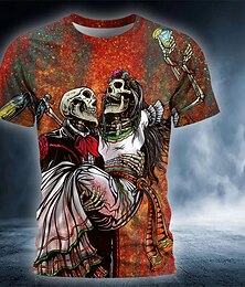 economico -Per uomo Teschio Maglietta Manica Corta maglietta Stampa 3D Girocollo Camicia Gotico Orrore Feste Streetwear Casuale Blu lago Giallo Rosso Estate Primavera Tutte le stagioni Abbigliamento S M L XL