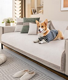 billige -Helårs sofatrekk til hund moderne tweed vevd chenille sklisikkert sofatrekk kjæledyrvennlig