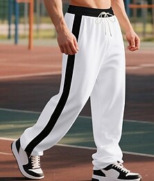 economico -Per uomo Pantaloni sportivi Pantaloni da tuta Pantaloni Pantaloni della tuta a gamba dritta Tasca Elastico in vita Coulisse Blocco di colori Comodità Sport all'Aperto Quotidiano Moda Casual Nero